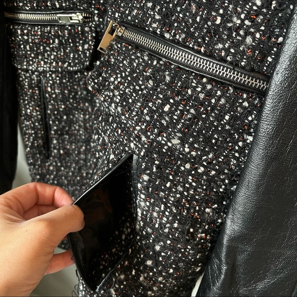 zara size XS trench coat jacket black plaid - Picture 3 of 7